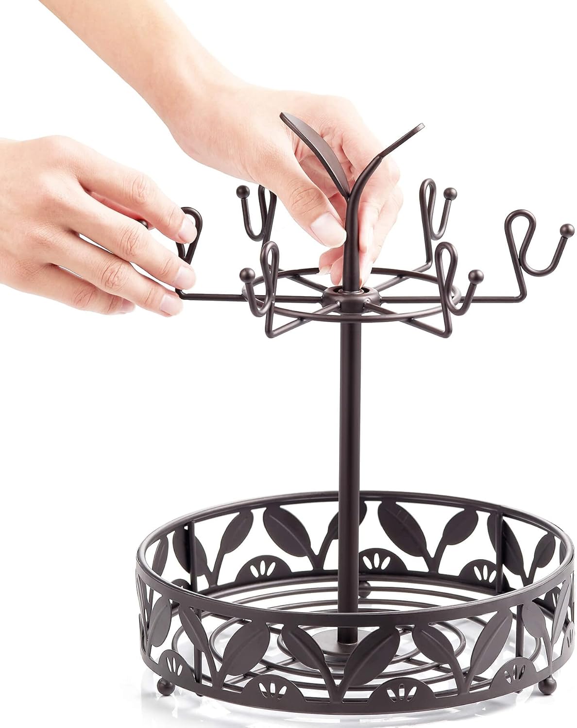 ALLCENER Mug Tree Countertop, Rotatable Mug Holder Stand with 6 Hooks for Coffee Bar Counter Cabinets and Kitchen Organizer