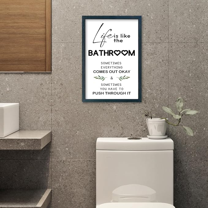 YWJKWLGS Funny Bathroom Wall Art, 11x16 Inch Black Framed Life is Like Bathroom - Image 3