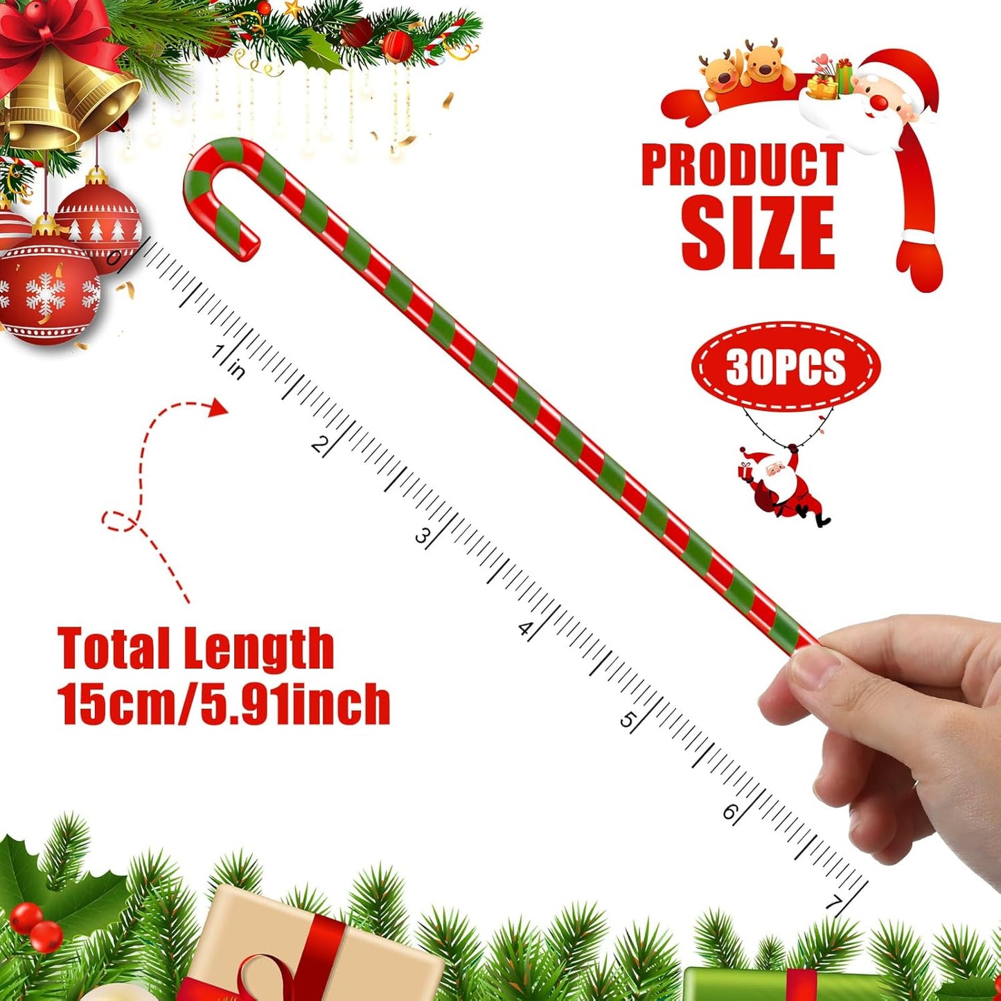 30 Pcs Christmas Coffee Stirrers Candy Cane Swizzle Sticks Coffee Bar Decoration Hot Cocoa Plastic Cocktails Drink Stirrers Reusable Beverage Stir Gifts for Xmas Party Supplies (Red, Green)