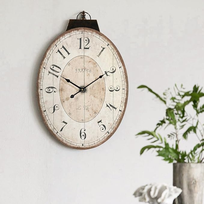 24" H x 18" W Large French Country Oval Wall Clock - Image 6