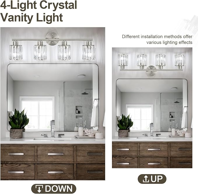 Crystal Bathroom Light Fixtures, Bathroom Lighting Fixtures Over Mirror - Image 5