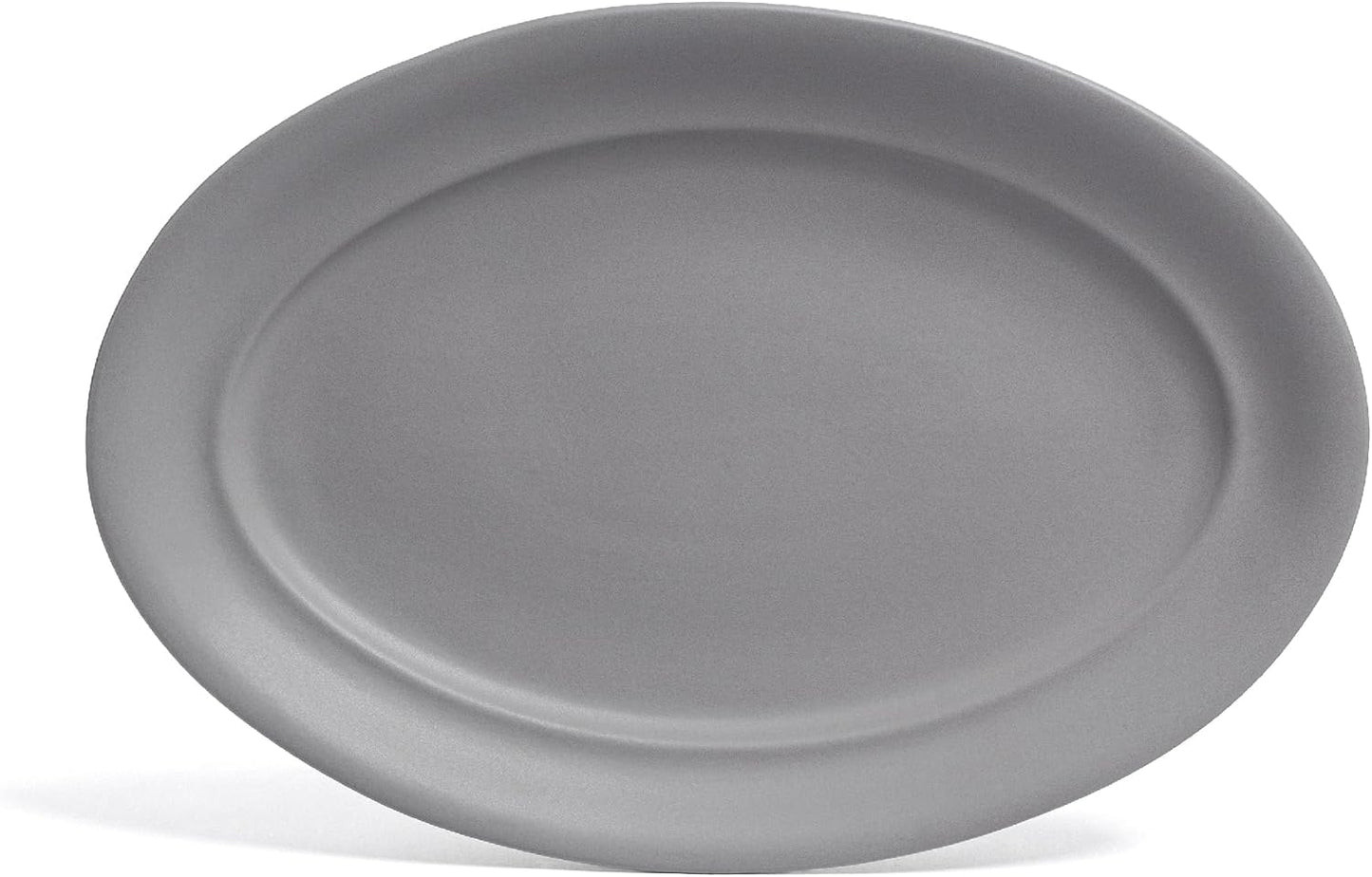 over&back Rim Stoneware Serving Platter - Elegant 1-Piece Oval Serving Platter to Complete Your Kitchen Set - 16" L x 10.8" W Semi-Matte Charcoal