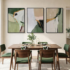 Large Framed Green and Beige Abstract Wall Art - Image 4