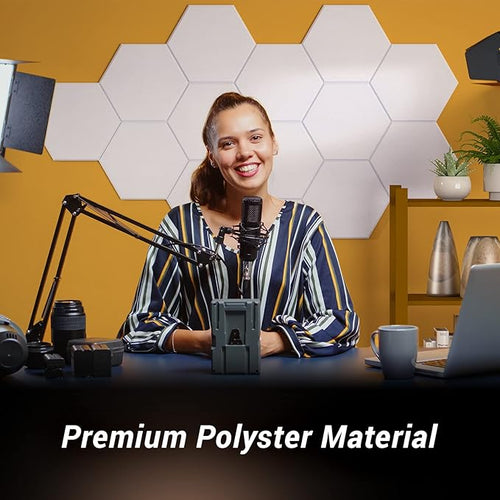 18 Pack High Density Hexagon Acoustic Panels, TONOR 12"x 10"x 0.4" Soundproof - Image 2
