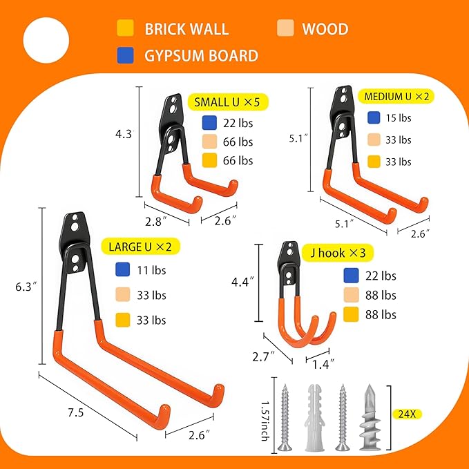 KOFANI Garage Hooks Heavy Duty, 12 Pack Anti-Slip Coating Garage Wall Storage - Image 2