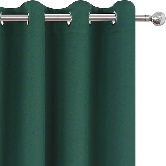 LEMOMO Dark Green Bedroom Blackout Curtains/52 x 63 Inch Long/Set of 2 Curtain - Image 7