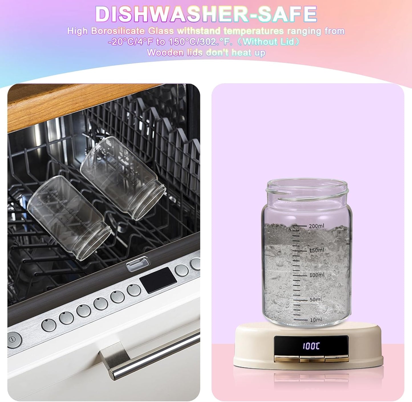 Glass Spice Jar Coffee Sugar Container Airtight Glass Jar Food Storage Canisters Bottle for Kitchen Seasoning Tea Herb Overnight Oats Bar Parfait Snacks (6 * 200ml(6.76oz))