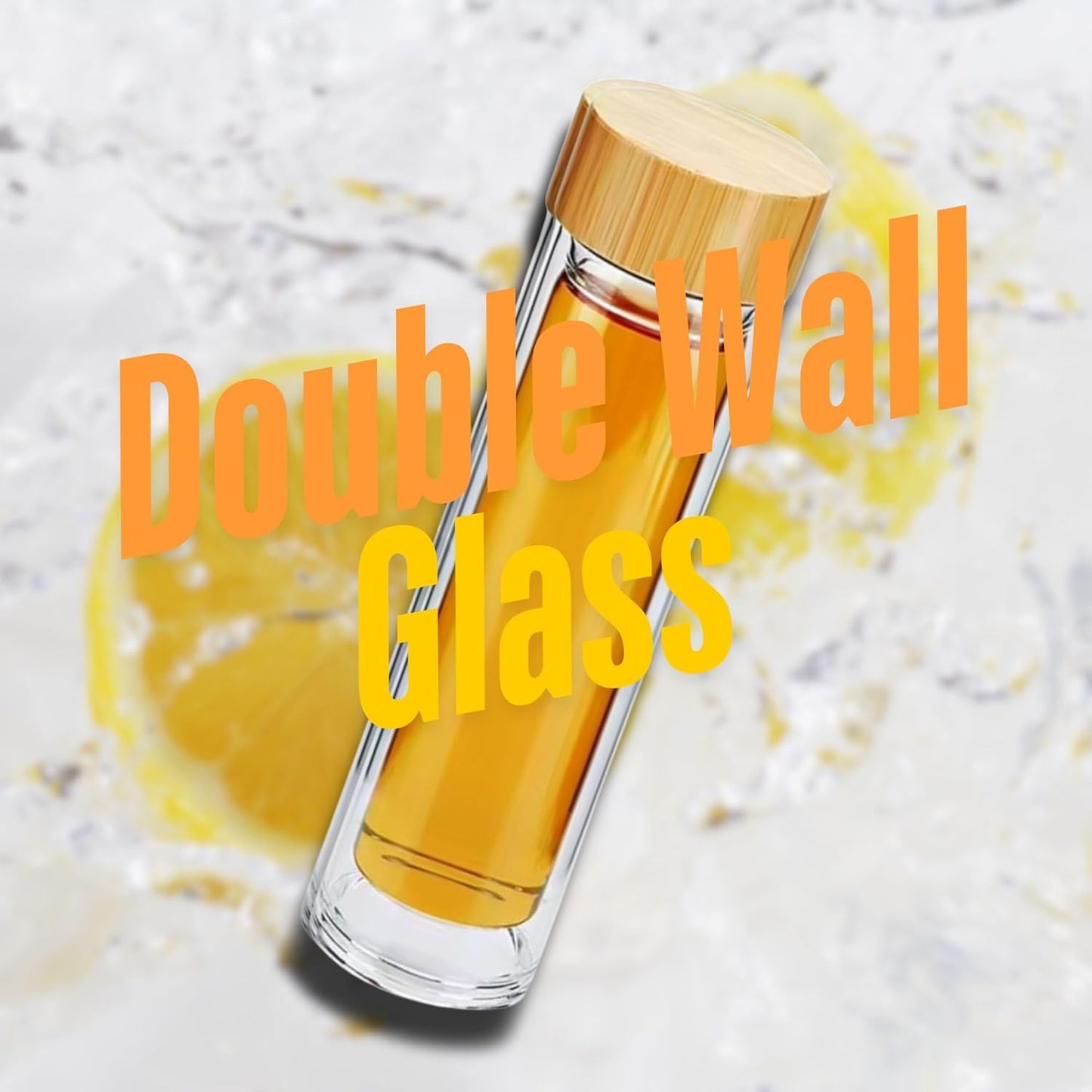 15oz Double Wall Glass Water Bottle with Bamboo Lid and Tea Infuser – Insulated, Leak-Proof, and Eco-Friendly Travel Tea Mug with Filter for Hot or Cold Beverages