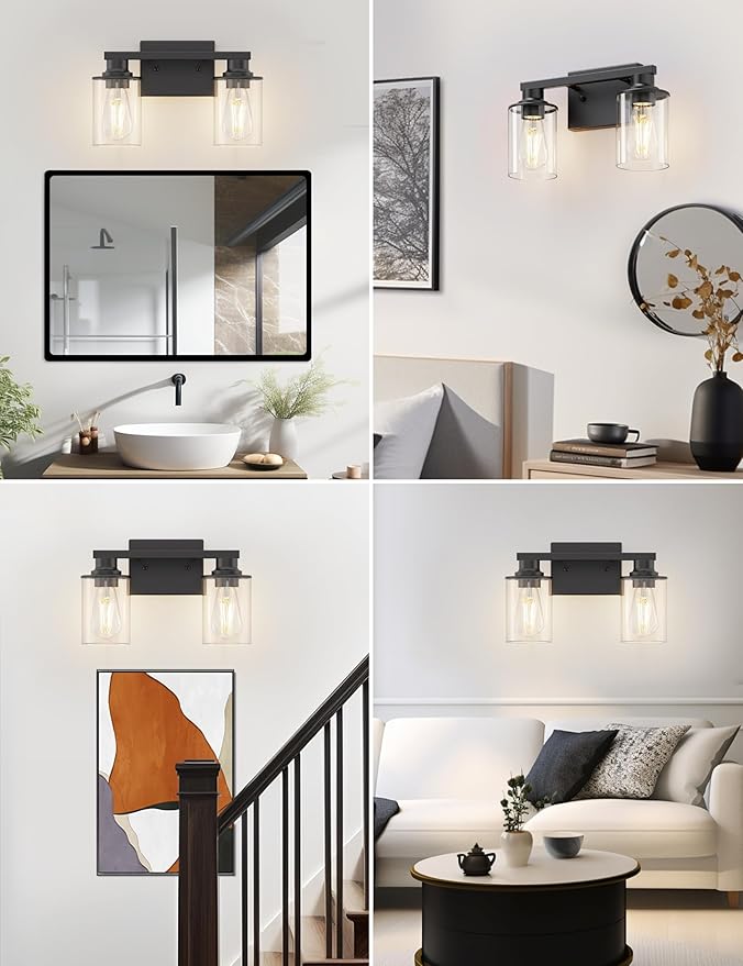 DORESshop 2-Light Black Bathroom Light Fixtures Over Mirror - Image 8