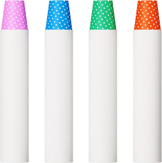 500 Pack 5oz Paper Cups, Multicolor Paper Disposable Cups, Small Mouthwash Cups, Cold Beverage Drinking Cup for Party, Travel and Event (Dots)