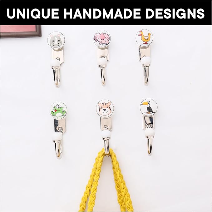 Indian Shelf Pack of 12 Ceramic Wall Hooks Kitchen - Image 5
