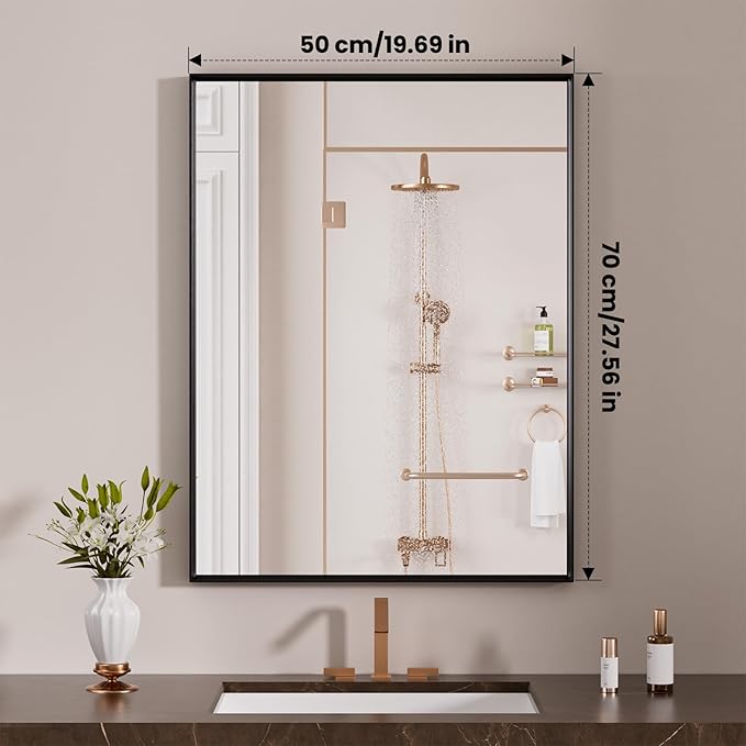 LOAAO Black Bathroom Mirror 20"X28" - Image 8