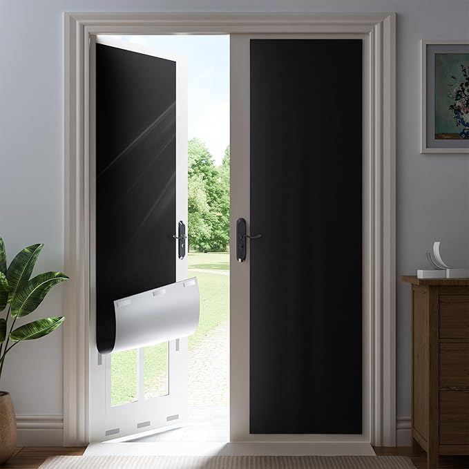 56" W x 64" L 100% Blackout Curtains, Total Darkness No-Drill Black Out Window by ZELMINE