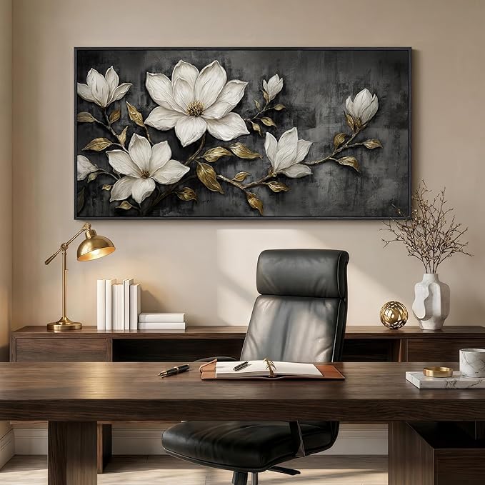 Large Framed Black and White Botanical Wall Art - Image 4