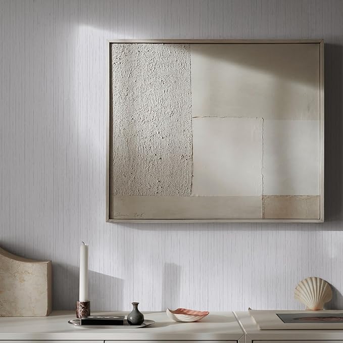 White Grasscloth Peel and Stick Wallpaper Texture Contact Paper A Set of 15.7" - Image 3