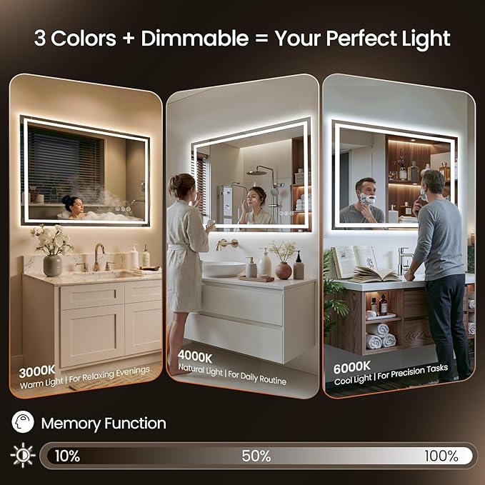 16X24 LED Bathroom Mirror with Lights, Backlit + Front Lit, Lighted Bathroom - Image 3