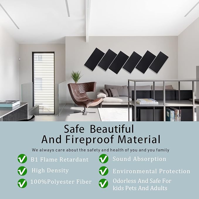 6 Pack Self-adhesive Acoustic Panels, 15.75" X 31.5" X 0.47" Soundproof Wall - Image 2