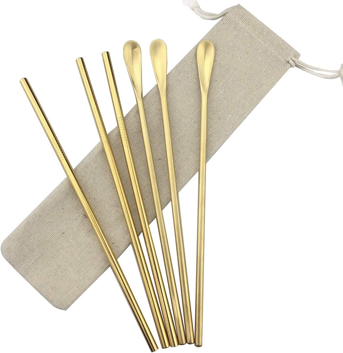 JASHII Matte Long Handle Spoon Cocktail Mixing Stirring Spoons Iced Tea Coffee Spoons with 8.6 inch Long Handle Brushed SUS304 Stainless Steel, 6-Piece