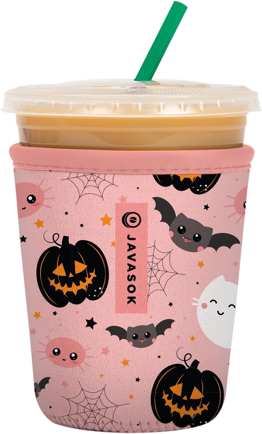 Sok It JavaSok Iced Coffee & Cold Soda Insulated Neoprene Cup Sleeve (Spooky in Pink, Small: 16-20oz)