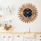Honiway Large Wall Clock Battery Operated 21 in Rustic Wood Boho Sunburst - Image 8