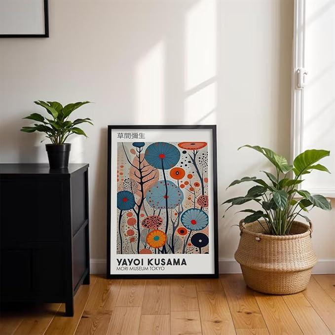 Yayoi Kusama Black Framed Wall Art 24x36in Vintage Japanese Painting Posters - Image 5