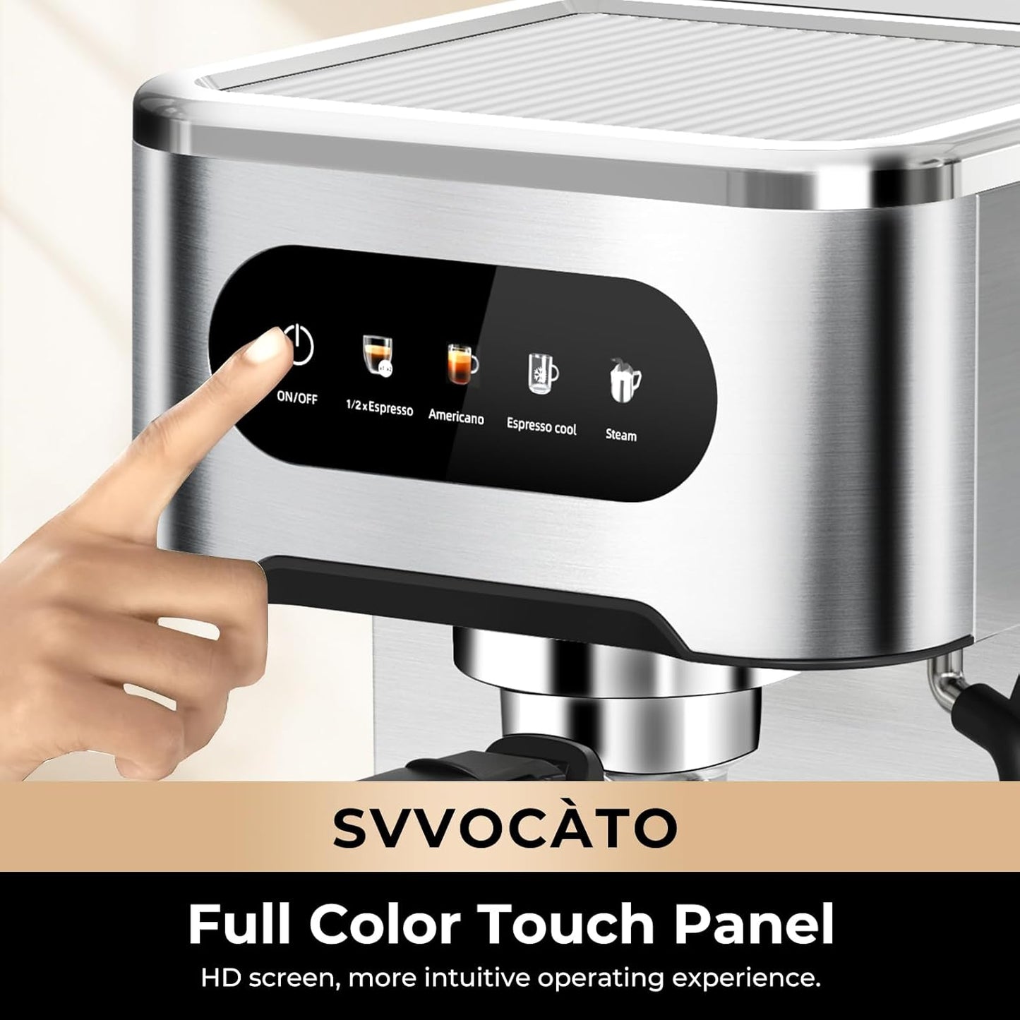 CHULUX Svvocàto Hot & Cool Espresso Machine, 20 Bar Italian Pump, Professional Coffee Machine for Home Latte Cappuccino Espresso Maker, Full Color Touch Panel