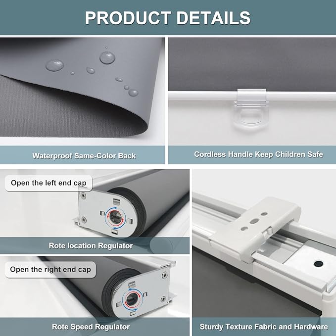 AOSKY Cordless Roller Shades Blackout Blinds - Image 7