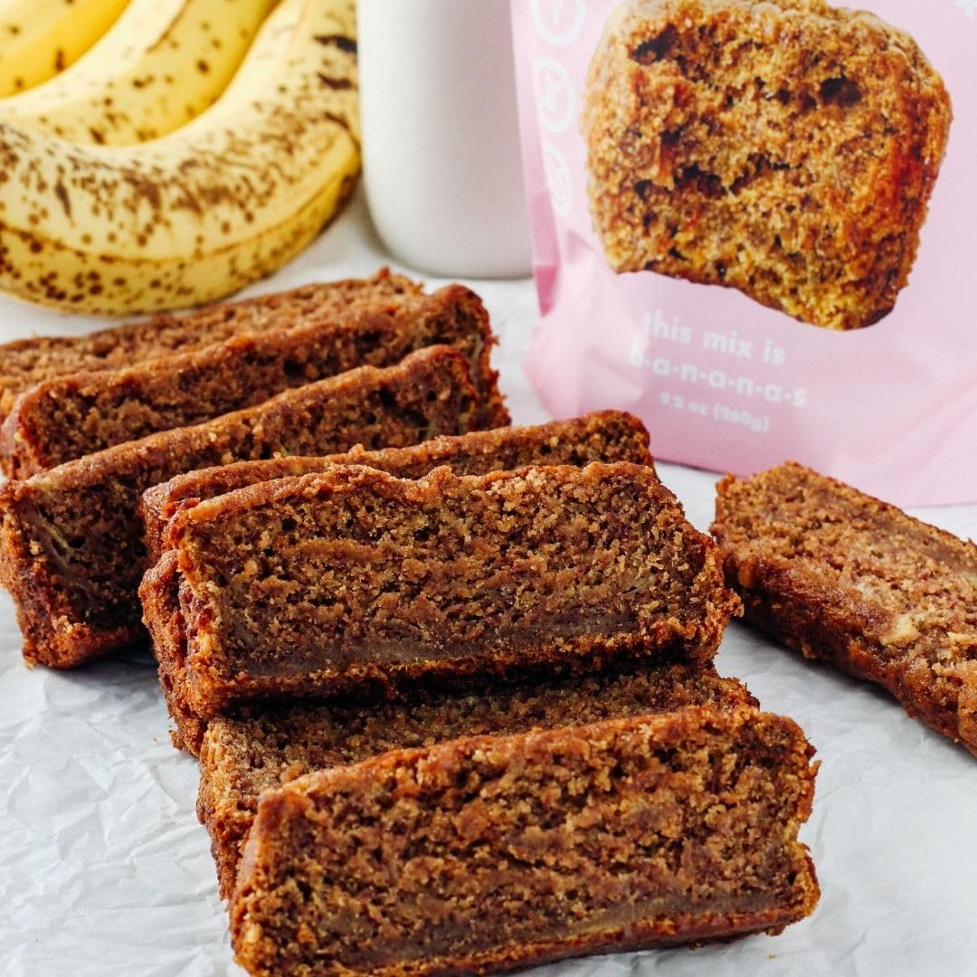 GoNanas Original Oat Flour Banana Bread Mix, Suitable for Plant Based Vegan Diets, Gluten Free Dairy Free Snacks, Healthy Snacks For Adults, Muffin Mix, Nut Free, Cupcakes Dessert, NON-GMO, 4pk