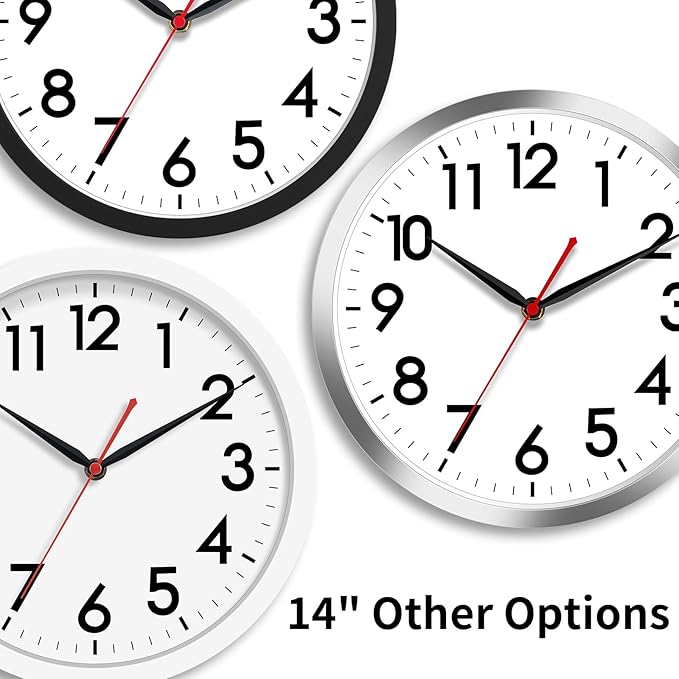 AKCISOT 14 Inch Wall Clock Silent Non Ticking Modern Wall Clocks Battery - Image 4