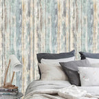 Arthome Blue Rustic Wood Paper 17''x240'' Self-Adhesive Removable Peel and - Image 3