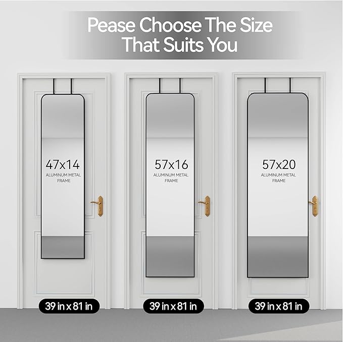 SCWF-GZ 57x20 Door Hanging Full Length Mirror, Floor or Wall Mounted Metal - Image 8