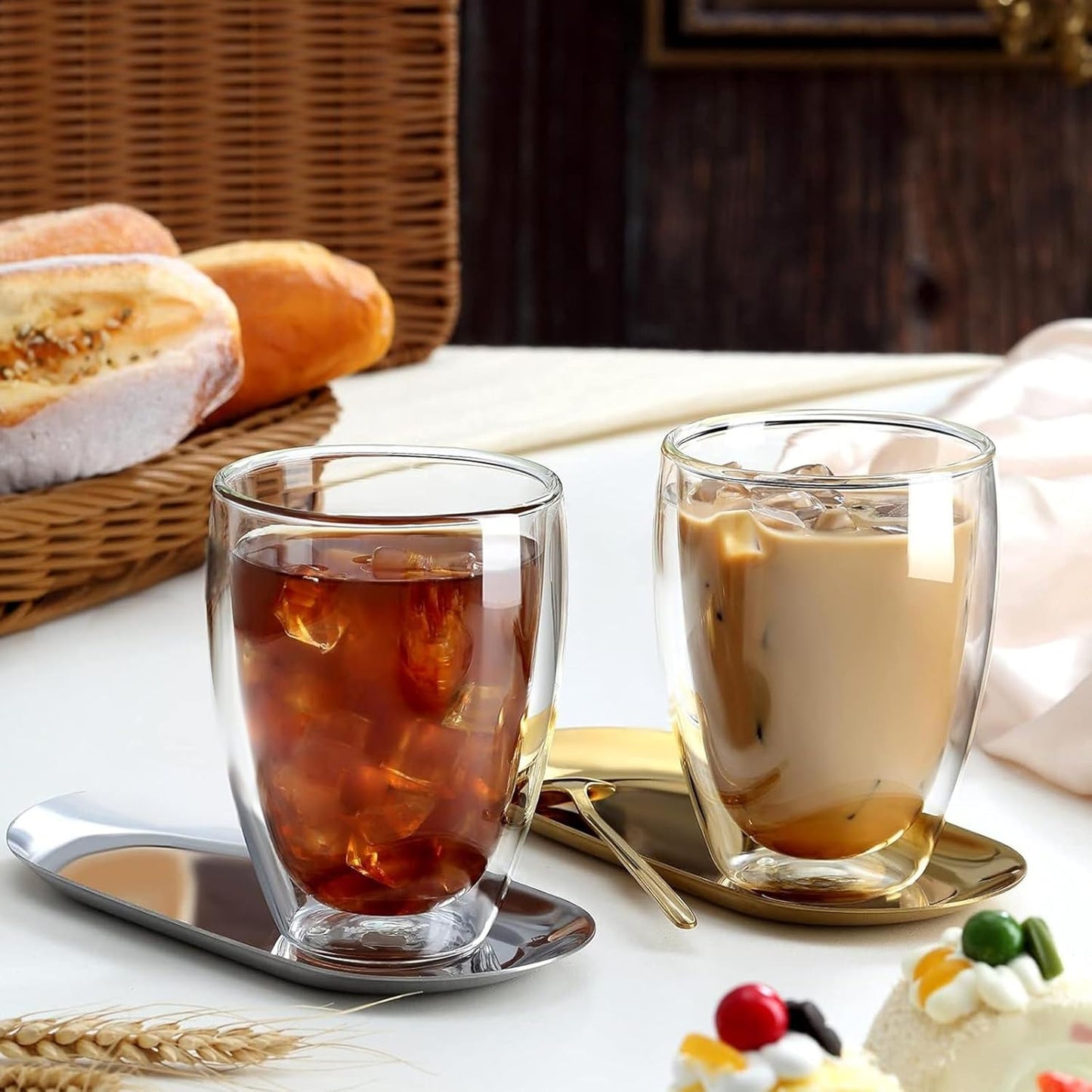 6.8OZ Double Wall Espresso Cups Set of 4, Clear Expresso Shots Cup, Double Wall Insulated Espresso Mugs, Tazas de Cafe Expreso, Microwave Dishwasher Safe,Suit for Espresso Machine