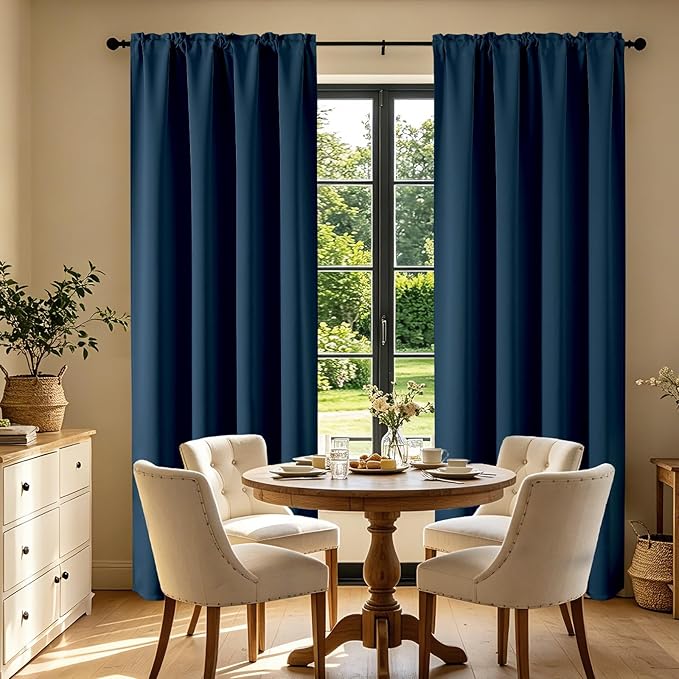 CUCRAF Navy Blue Blackout Curtains 84 inch Length 2 Panels Set, Rod Pocket Room - Image 7