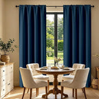 CUCRAF Navy Blue Blackout Curtains 63 inch Length 2 Panels Set, Rod Pocket Room - Image 7