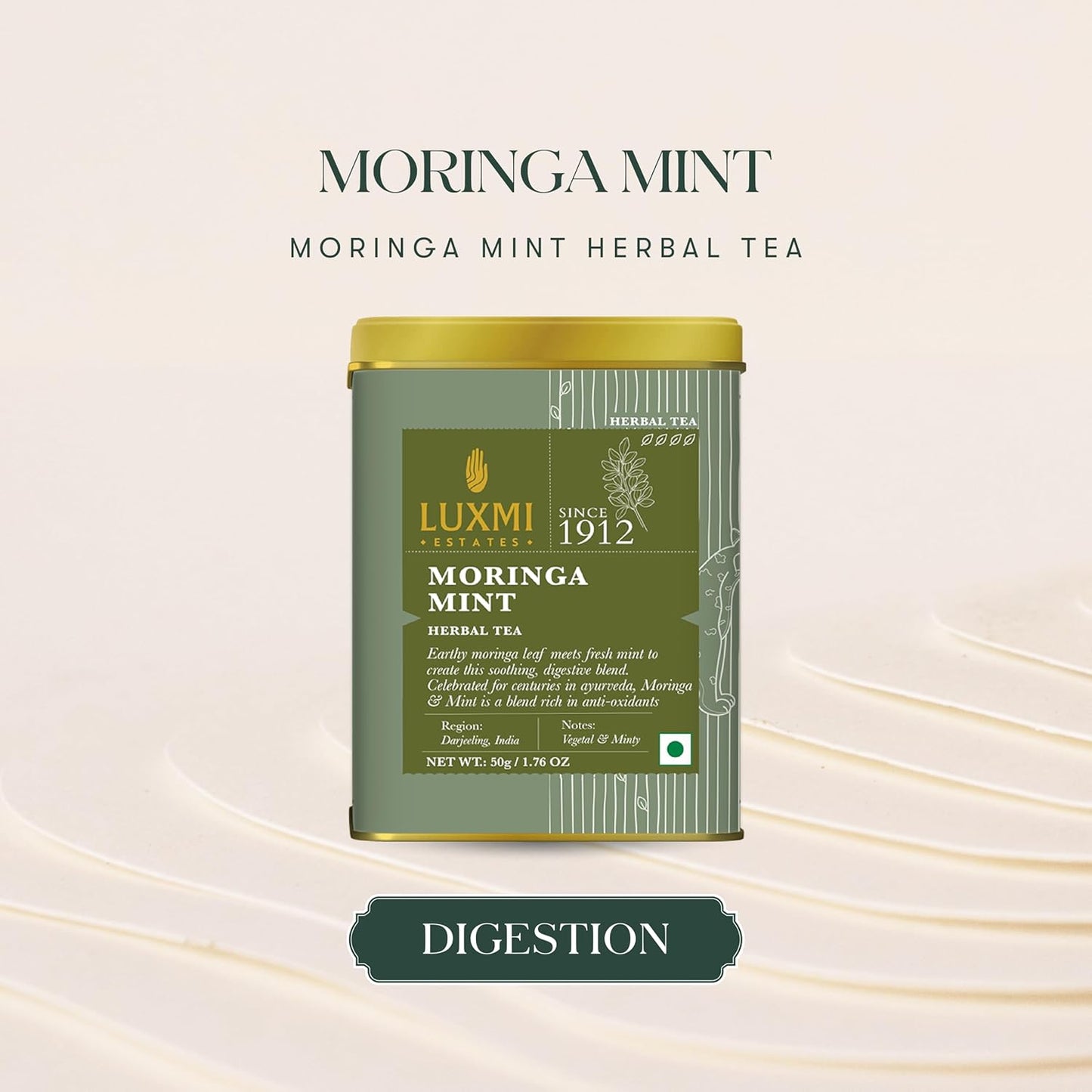 Luxmi Estates - Moringa Mint Tea Loose Leaf - 50g (25 cups) | Organic Moringa and Mint | Great for Digestion and Detox
