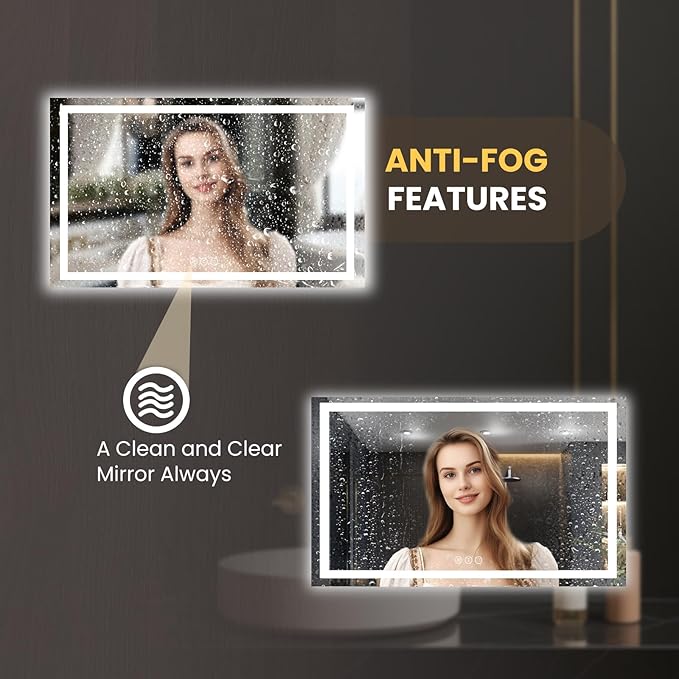 LOAAO 66"X40" LED Mirror for Bathroom, Lighted Bathroom Mirror - Image 4