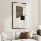 Framed Black and White Neutral Abstract Wall Art, Modern Canvas Prints - Image 2