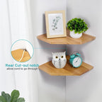 Corner Wall Shelves, Corner Floating Shelves Set of 2 Solid Oak Wood Display - Image 4