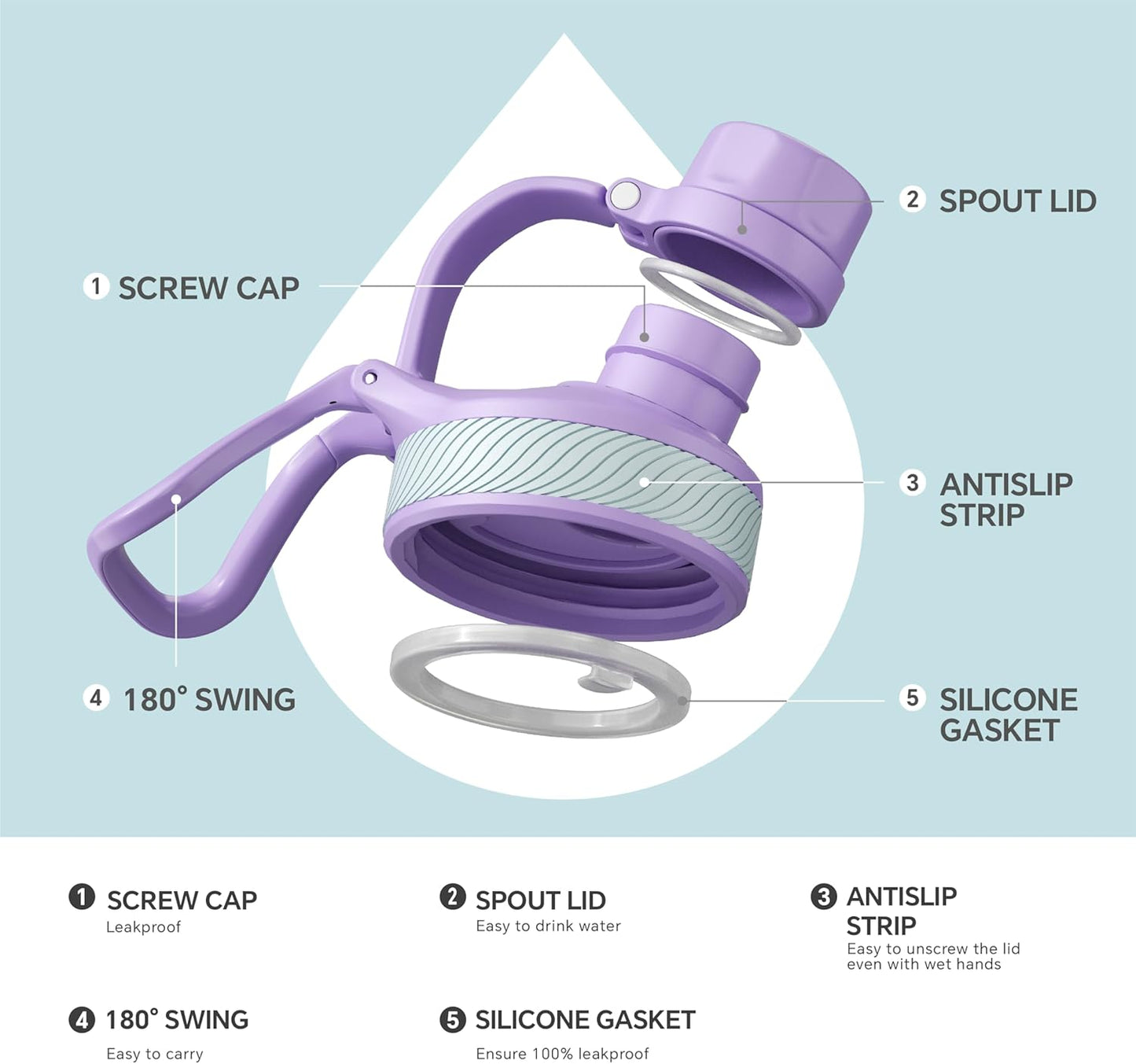 IDEUS Insulated Water Bottle 12oz, Stainless Steel Insulated Water Bottle For School, Insulated Bottles With Straws Leakproof, Vacuum Double Wall Water Bottles For Boys And Girls With 2 Lids, BPA Free