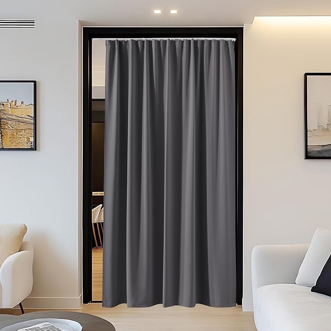 NICETOWN Door Curtain with Adjustable Ceiling Track, W34 x L 80" Thermal - Image 9