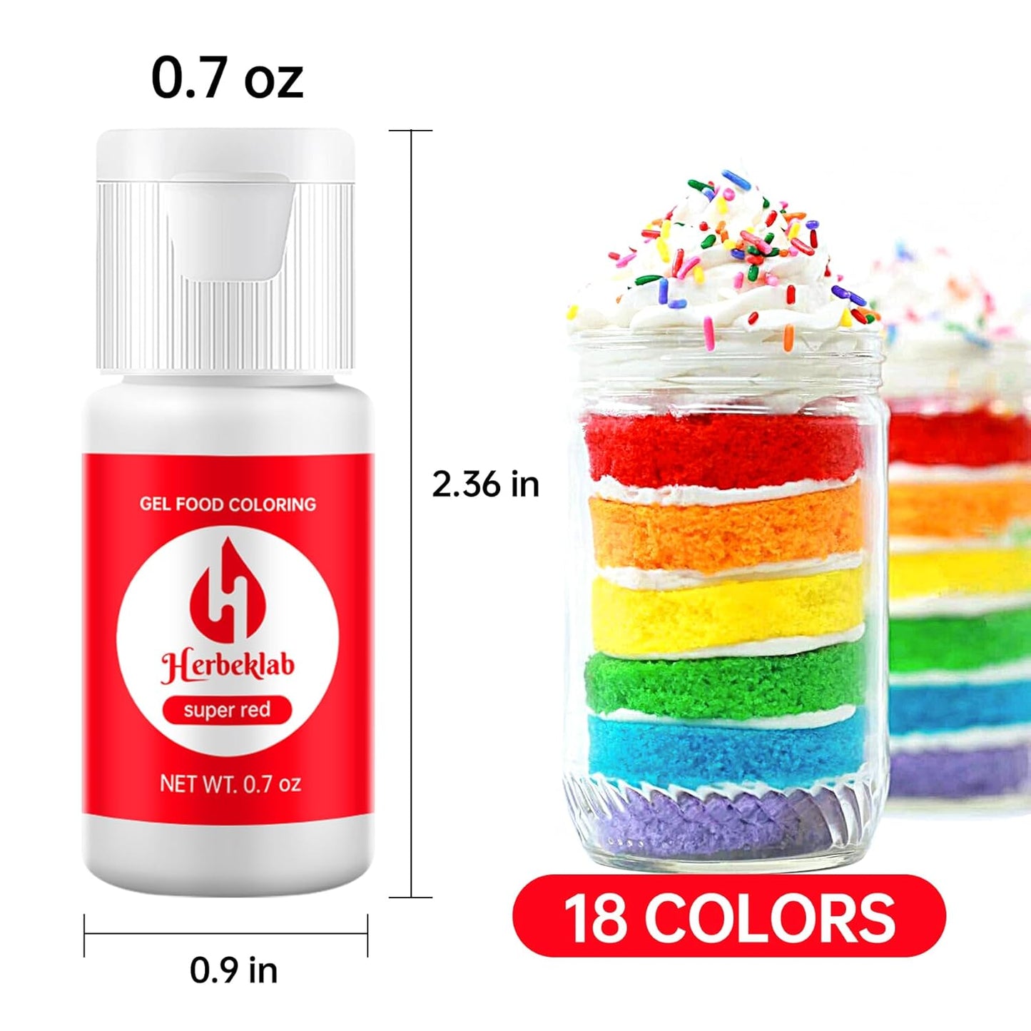 Gel Food Coloring 18 Colors x 0.7 oz Concentrated Gel Based Food Dye Vibrant Icing Colors Neon Food Coloring for Baking Cake Decorating Cookies Fondant