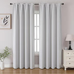 CUCRAF Grayish White Blackout Curtains 84 inch Length 2 Panels Set, Rod Pocket by CUCRAF