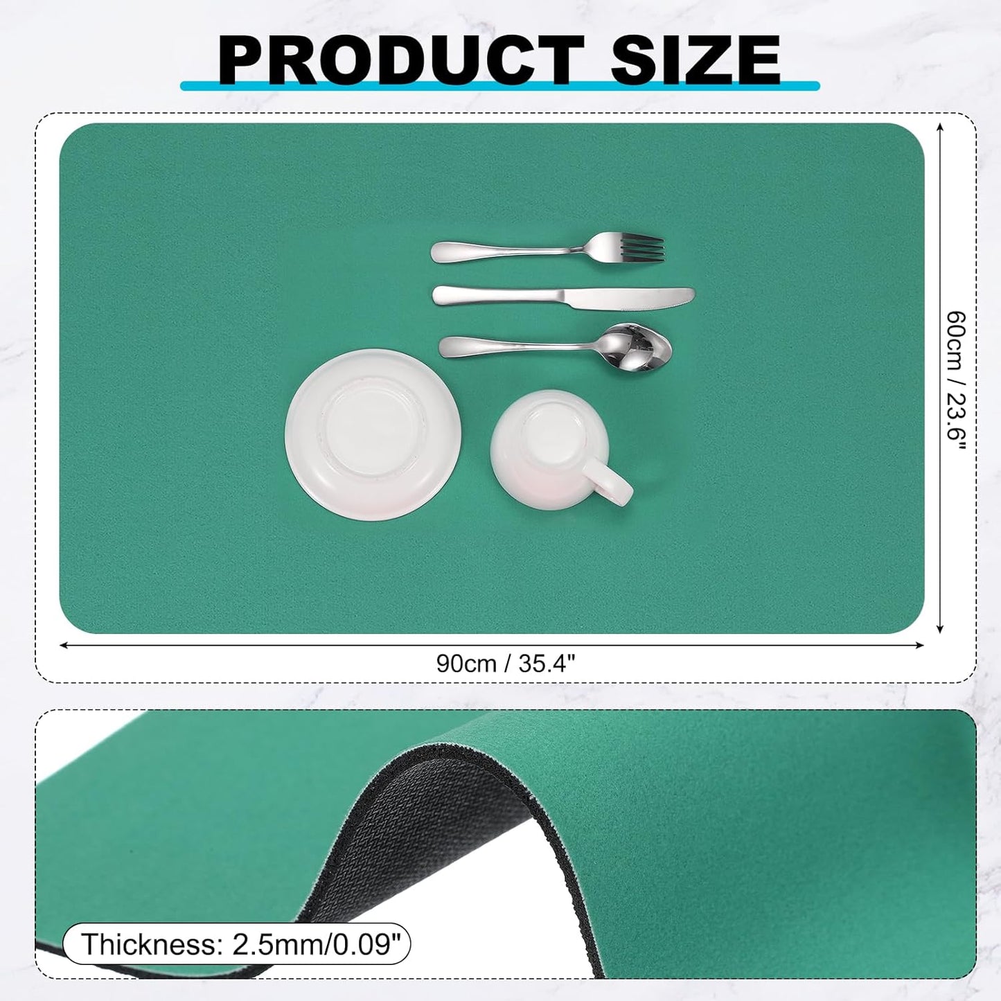 uxcell Silicone Mats for Kitchen Counter, 35.4" x 23.6" Non-Slip Countertop Protector Mat Heat Resistant Coffee Mat Waterproof Table Placemat, Green