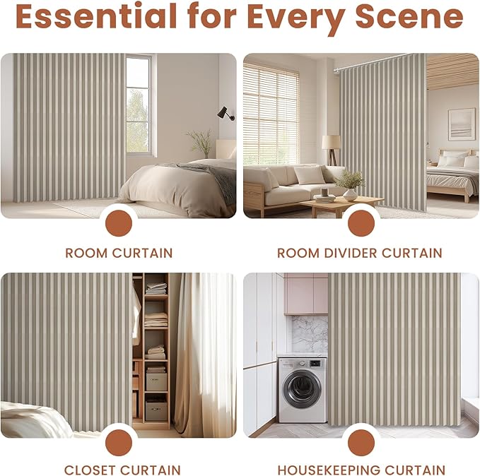 AJAZZ Blackout Accordion Door Curtain 98"x84" Cream White - Image 8
