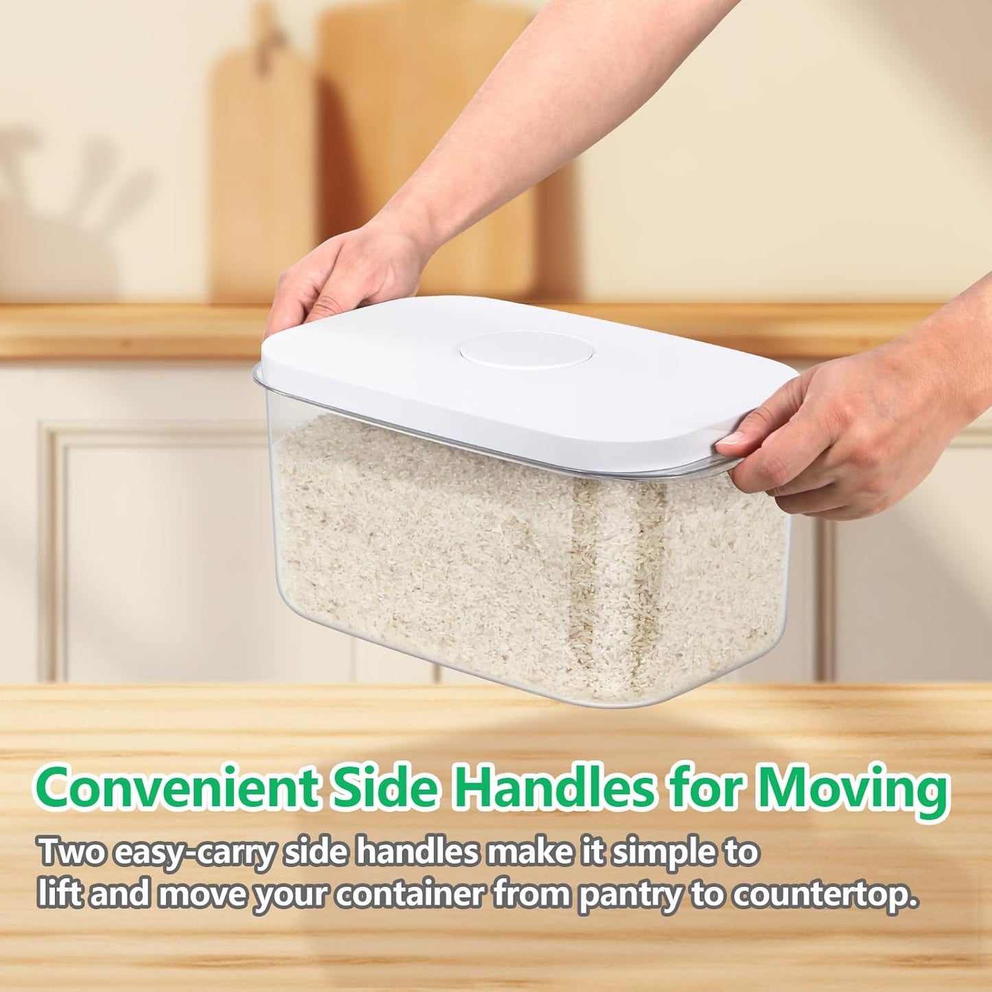 Airtight Flour Container 12 Lbs, Clear PET Plastic Food Storage Container Bin with Pop Up Lids For Rice Flour Sugar, Dry Food Holder for Kitchen Pantry Organization and Storage