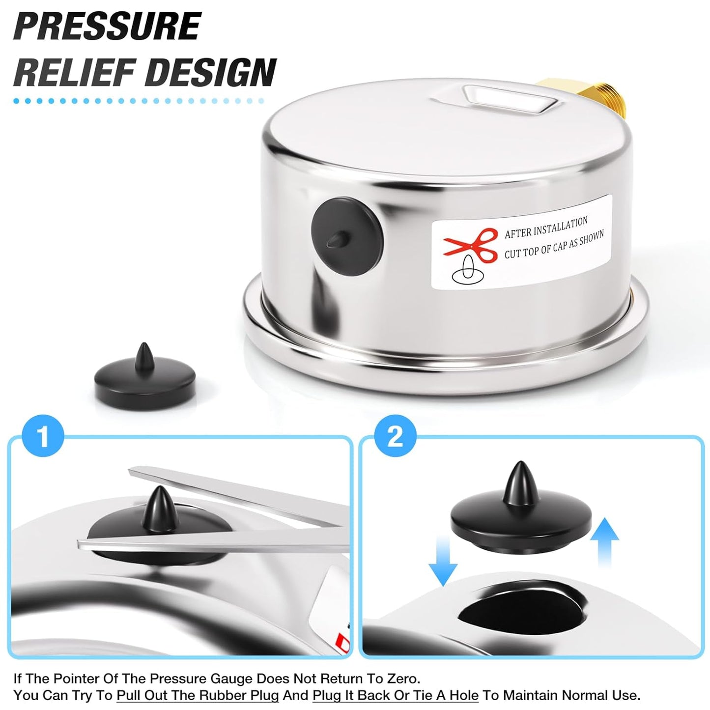 MEANLIN MEASURE 0~15Psi Dry Low Pressure Gauge Stainless Steel 1/" NPT 2" FACE DIAL Waterproof for Water Oil Air Well Pump Tank Tire Pressure Test Lower Mount, with 1/4" NPT and 3/8" NPT Hex Bushing