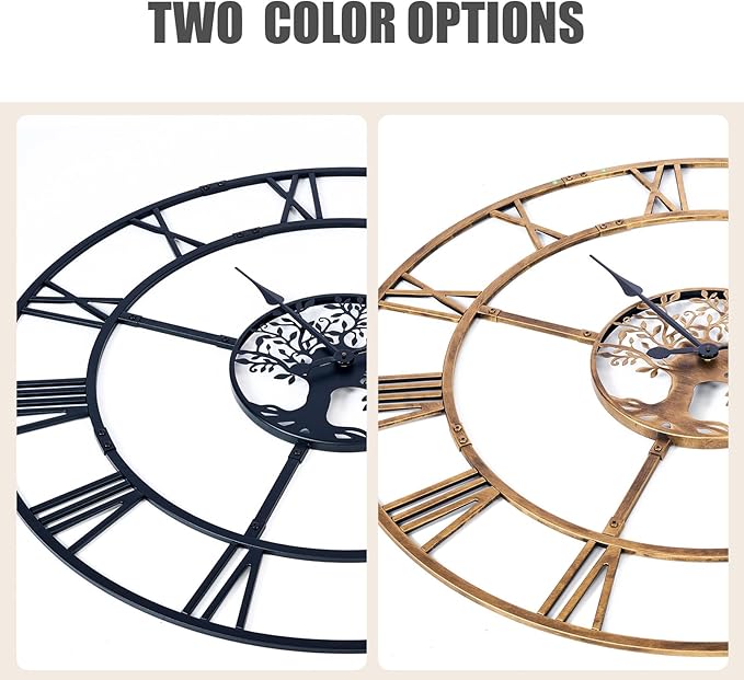 48 Inch Large Wall Clock for Living Room– Black Metal Clock - Image 7