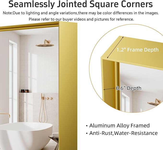 40x30 Inch Gold Bathroom Mirrors - Image 3
