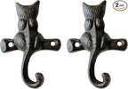 Rustic Cat-Shaped Decorative Wall Hook Rack Hangers by Zorues