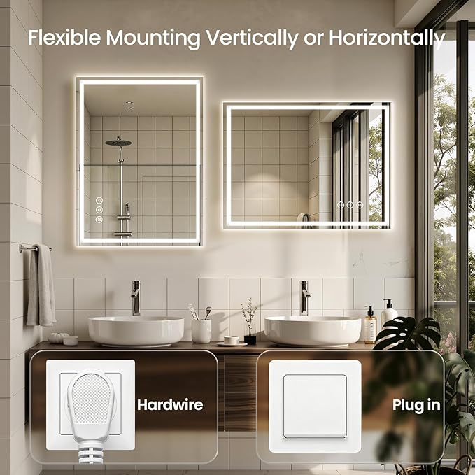 48X36 LED Bathroom Mirror with Lights, Backlit + Front Lit, Lighted Bathroom - Image 6